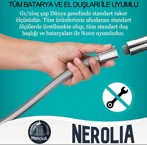 Alternative view of - 200cm Duş Hortumu/Paslanmaz Yüksek Basınçlı Su Tasarruflu Banyo Spirali, 2 metre (Yüksek Kalite Standartlarında Üretilmiştir)