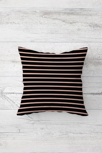 Pelangi Çizgi Desen Çift Tarafı Baskılı Gizli Fermuarlı Yastık Kılıfı Kırlent Koltuk Yastık Kılıfı, kahverengi-siyah 45 x 45