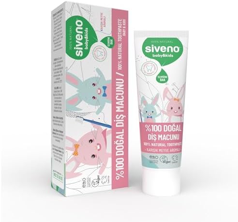 Siveno%100 Doğal Florürsüz Karışık Meyve Aromalı Bebek ve Çocuk İçin Diş Macunu 50 ml