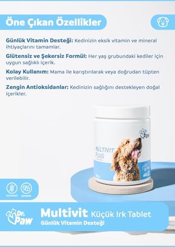 Multivit Plus/Günlük Vitamin İhtiyacı Premium Tablet/Küçük Irk Köpekler İçin (60 adet/90 gr)