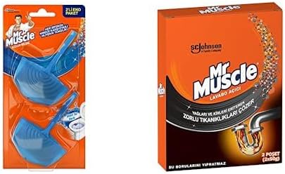 Mr Muscle Aqua Blue 2'li Klozet Bloğu (1 x 2 Adet) ve Mr Muscle Yağları ve Kirleri Eriten Lavabo Açıcı Granül (2 x 50 g)
