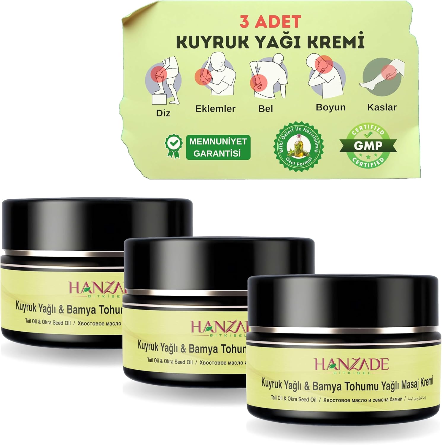 Alternative view of Bitkisel Kuyruk Yağlı & Bamya Tohumu Yağlı Ağrı Masaj Kremi Kas Eklem 100 ml x 3 Adet