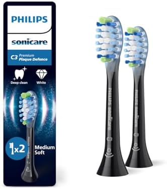 Sonicare Premium Plaque Defence Yedek Başlık, 10 Kat Daha Fazla Plak Temizliği, Yumuşak Fırça Başlığı, 2’li Paket, Siyah, HX9042/88