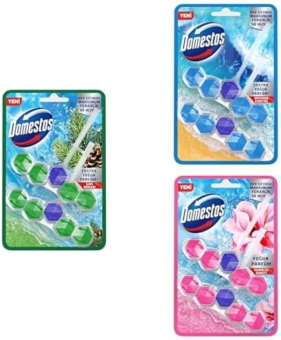 Domestos WC Blok 5'li Güç Çam Ferahlığı 110 gr İkili Paket+ Tuvalet Bloğu Manolya100 G+ Okyanus Ferahlığı