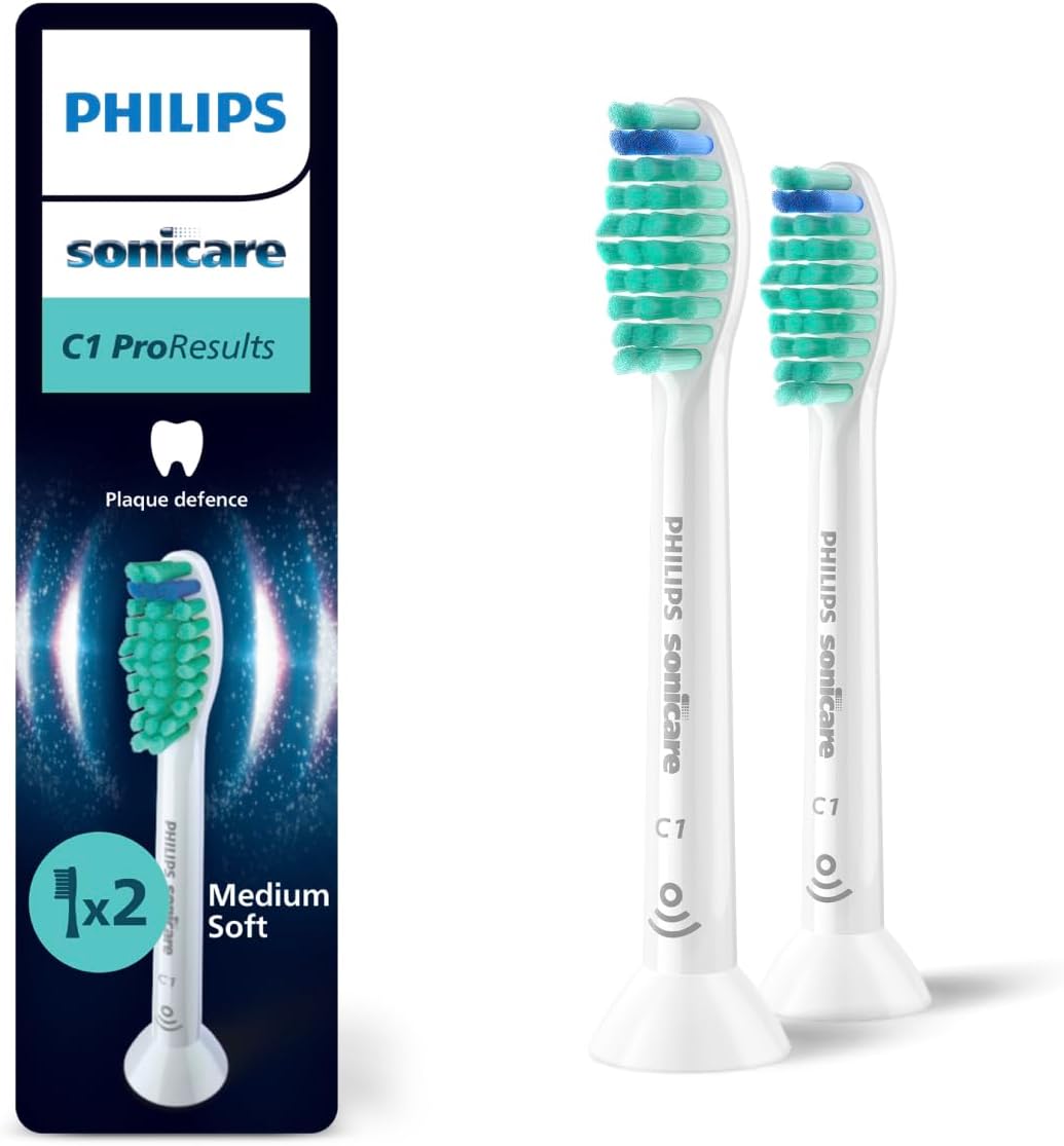 Sonicare ProResult Yedek Diş Fırçası Başlığı, 2 Kat Daha Fazla Plak Temizliği, Orta Yumuşak Fırça Başlığı, 2’li Paket, Beyaz, HX6012/87