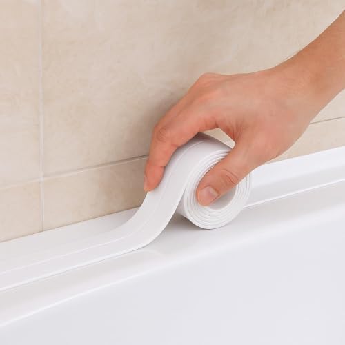 Kendinden Yapışkanlı Su Geçirmez İzolasyon Bandı – 3,2 m PVC Köşe ve Kenar Koruma Şeridi, Lavabo, Küvet, Duş ve Mutfak (Beyaz)