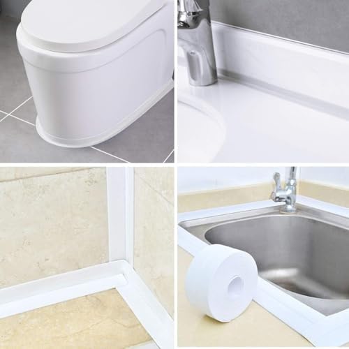 Alternative view of Kendinden Yapışkanlı Su Geçirmez İzolasyon Bandı – 3,2 m PVC Köşe ve Kenar Koruma Şeridi, Lavabo, Küvet, Duş ve Mutfak (Beyaz)