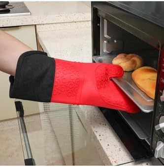 Alternative view of Kırmızı Silikon Yanmaz Yapışmaz Isı Yalıtımlı Mutfak Fırın Eldiveni Tencere Sahan Tutacak 35 Cm