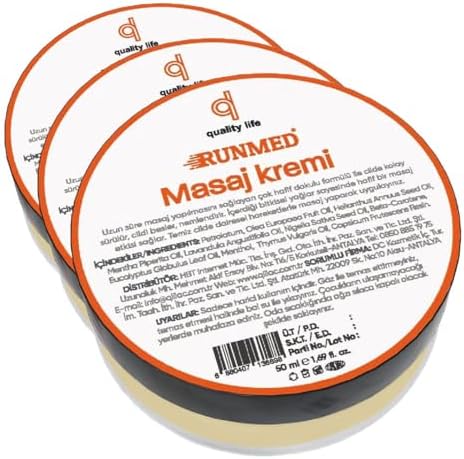 Runmed Yakan Masaj Kremi Balsam Eklem Kas Kıkırdak Bel Boyun Diz Kas Sporcu Bacak Bölgesi Jeli (3 paketi)
