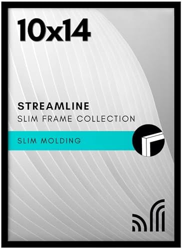 Siyah 10x14 Resim Çerçevesi - Kırılmaya Dayanıklı Camlı İnce Kenarlıklı Fotoğraf Çerçevesi - Yatay veya Dikey Görüntü Formatı için Asma Donanımlı Duvar Resim Çerçevesi