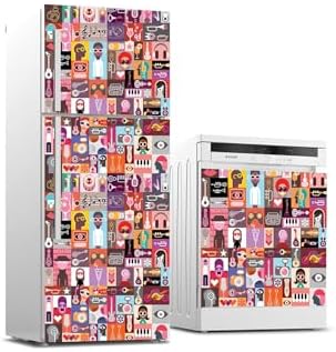 Buzdolabı ve Bulaşık Makinası Beyaz Eşya Kaplama Pop Art Music Collage