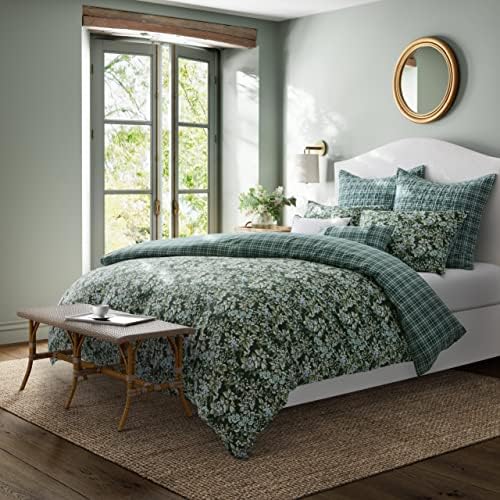 Alternative view of Ashley- Comforter Set, Reversible Bedding Set, Includes Matching Shams with Bonus Euro Shams & Throw Pillows (Bramble Floral Green,)