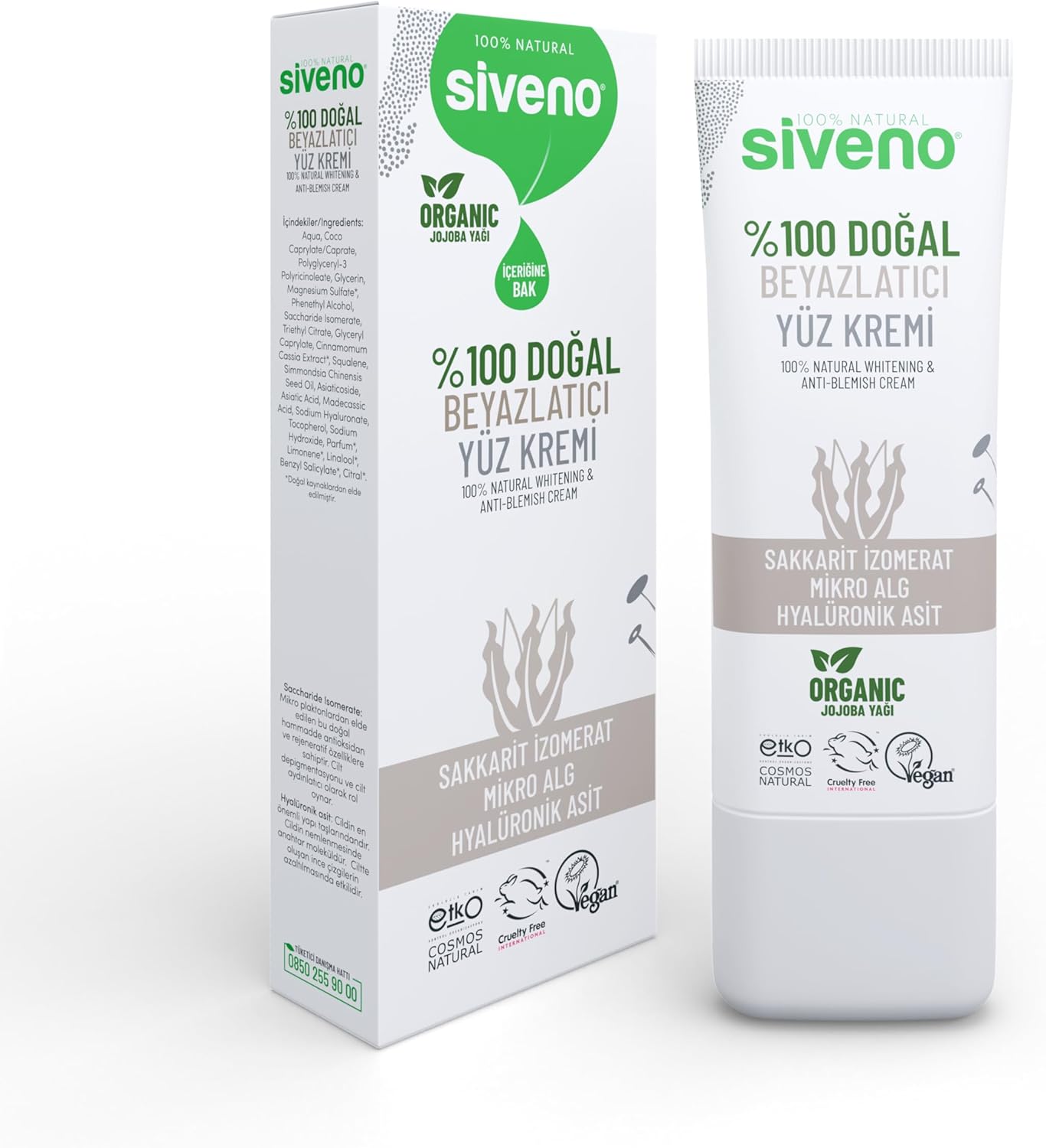 Siveno%100 Doğal Yüz Kremi Beyazlatıcı Aydınlatıcı Canlandırıcı Etkili 30 ml