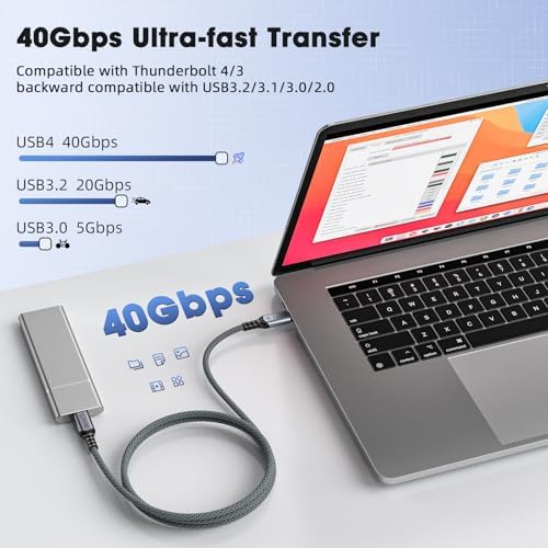 Alternative view of FAST USB 4.0 40Gbps, 240W, 8K60Hz USB4.0 USB-C Kablosu 1.5 Metre Gri KLV-1.5