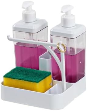 Alternative view of İKİLİ SIVI SABUNLUK VE SETİ - Yüzük Bez Askılı Sünger Hazneli 2X350 ml 2li Sıvı Sabunluk