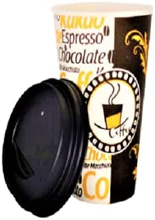 Aygün Excodi Cup -  12 oz Siyah Kapaklı Karton Bardak - 300 ml - 100 Adet Kaliteli Kahve Bardağı, Sızdırmaz, El Yakmaz - Bej (Americano,, Capuccino)