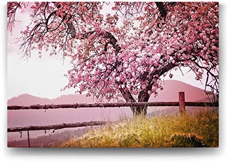 Pembe Yapraklı Ağaç Tablosu - 75x50cm