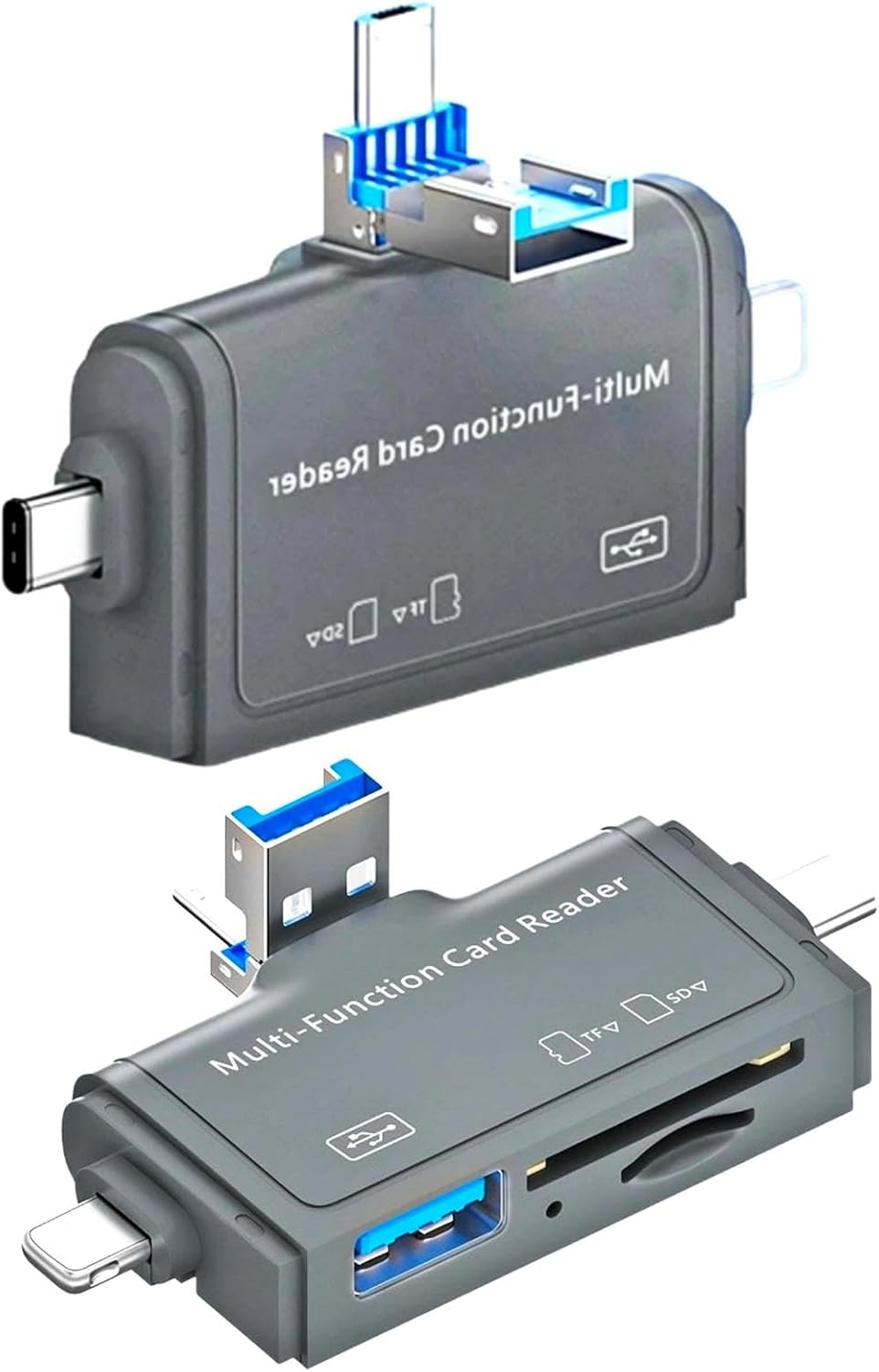 7İN1 Micro Usb, Type C, İphone 15, 14, 13, 12, 11 Pro,Pro Max Uyumlu, Multi, Kart Okuyucu, Otg, SD TF Usb Dönüştürücü