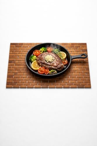 Alternative view of Bambu Desenli Amerikan Servis 42x28 cm Doğal Ahşap Görünümlü Kaymaz Dayanıklı Sofra Altlığı Yemek Masası Koruyucu Şık ve Modern Tasarım