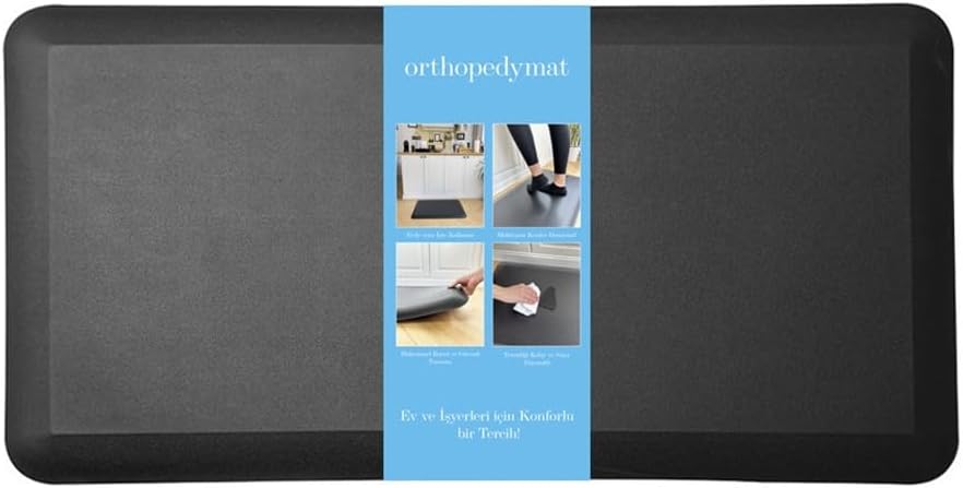 Orthopedymat Mutfak Matı, Mutfak Paspası, Ev, Ofis, Çalışma Alanı Matı, Kaymaz Taban Halı, Leke ve Çizilmeye Dayanıklı, Su Geçirmez Kilim