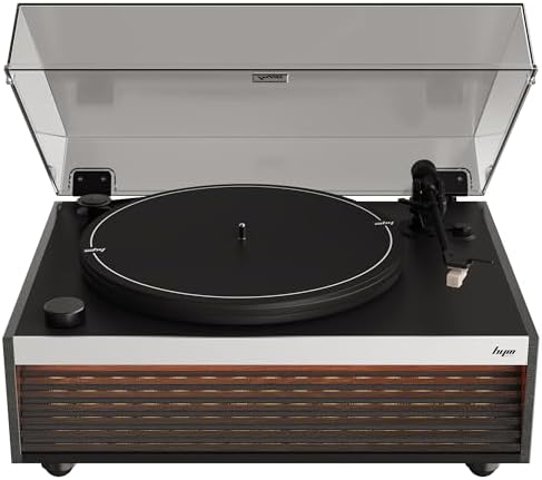 Alternative view of Lumi Dahili Bluetooth Hoparlörlü Işıklı Retro Pikap Plakçalar Aux, RCA Çıkışlı All-in-One, Siyah Ceviz