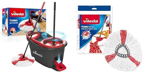 Turbo paspas komple set, teleskopik saplı yer sileceği, güçlü lifli mikrofiber paspas başlığı ve güçlü sapanlı kova, hızlı ve güçlü, sap uzunluğu 125 cm+ Turbo 2in1 Yedek Paspas