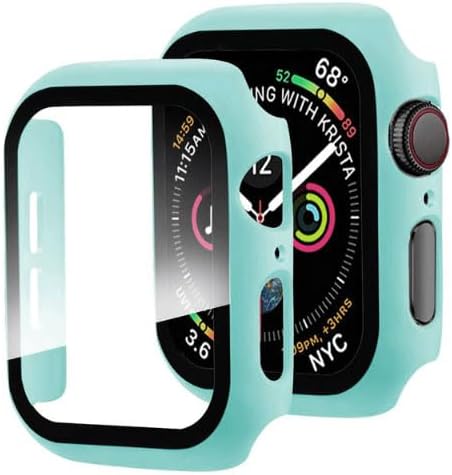 uyumlu 360 Derece Koruma Seri 1 2 3 4 5 6 7 8 SE Ultra 38mm 40mm 42mm 44mm Kasa ve Ekran Koruyucu (38mm Turkuaz)