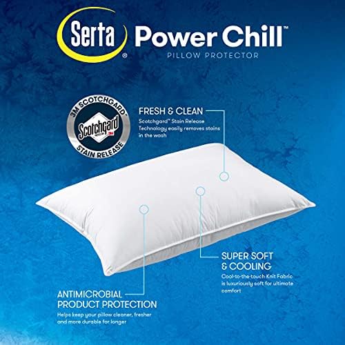 Alternative view of Serta Power Chill Soğutma Yastığı Koruyucuları, Lekeye Dayanıklı ve Fermuarlı Yastık Koruyucu, Yastığı Toz ve Kirden Korur (2'li Paket), Kral, Beyaz