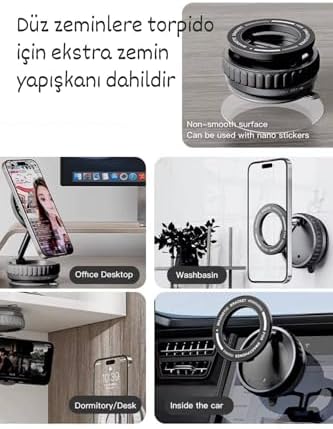 Alternative view of Plentiful Manyetik Araç Telefon Tutucu 360 Derece Dönebilir Araç Cam Ayna Uyumlu K11