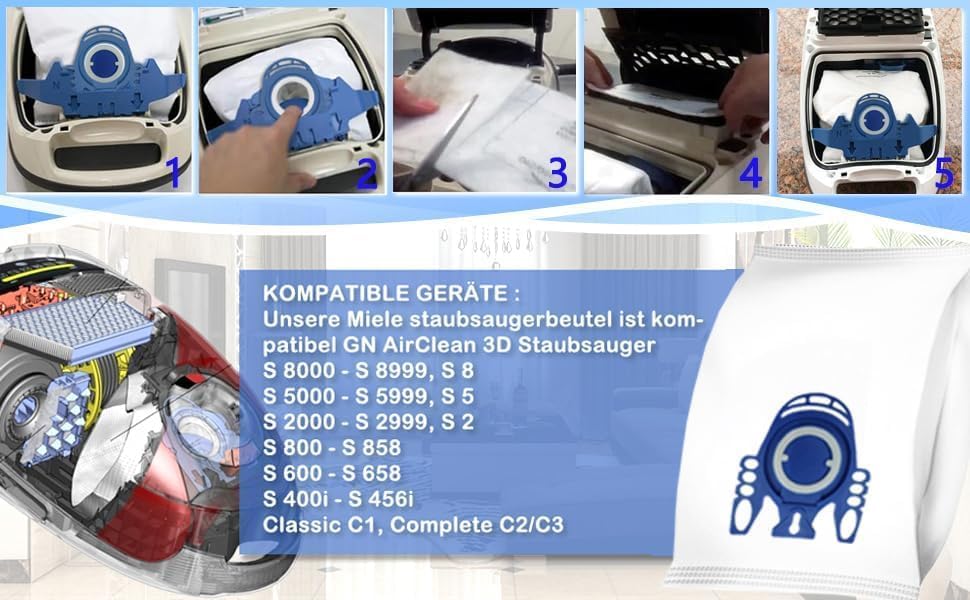 Alternative view of uyumlu GN Serisi Elektrikli Süpürge Torbası, 10 Adet, Klasik C1, C2 C3, S2000 S5000 S8000 Uyumlu