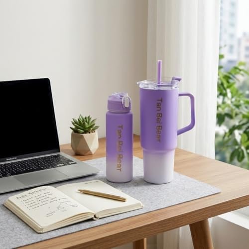 Alternative view of 2’li Matara ve Pipetli Mug Bardak Seti – 900 ml Spor Suluk + 1500 ml Pipetli Termal Mug Bardak, Günlük Kullanım İçin İçecek Seti