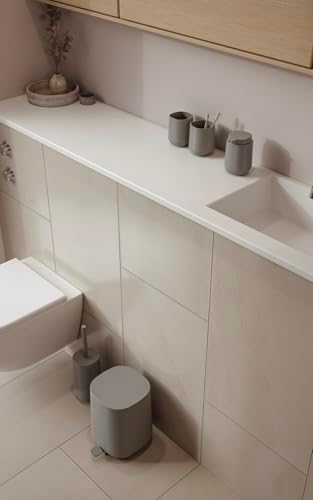 Time banyo için çöp kutusu, küçük kozmetik kovası, kapaklı çöp kutusu, çap 20,8 cm, yükseklik 27,5 cm, kapasite 3 litre, beton