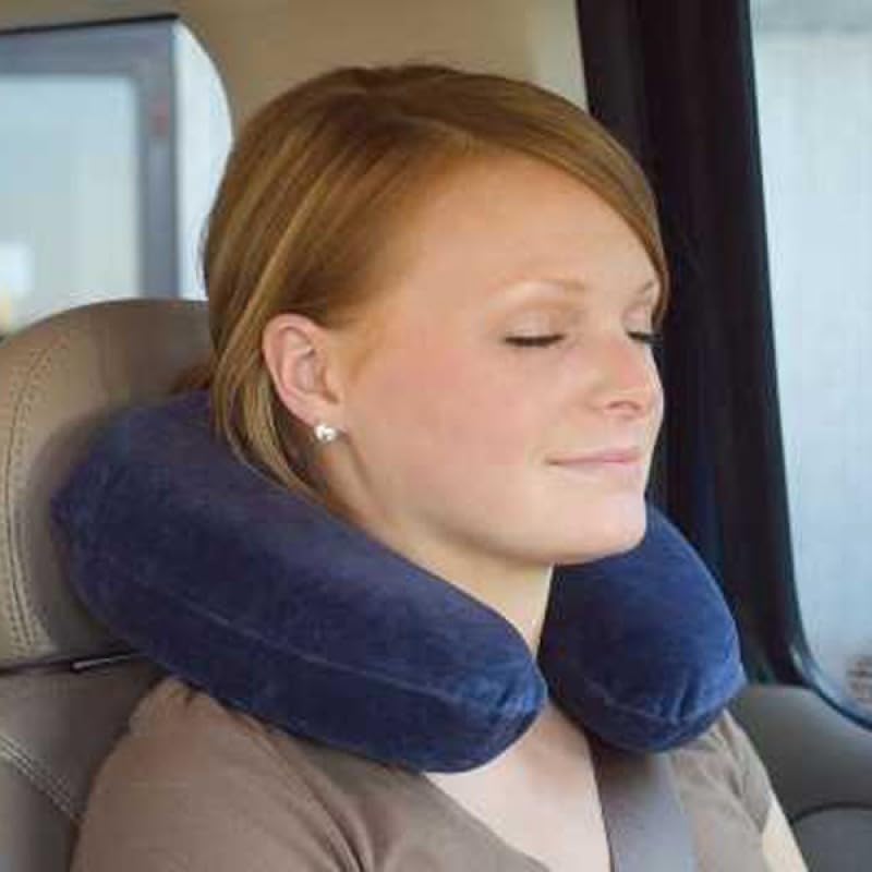 Aynoks Seyahat Boyun Yastığı, Lacivert, Şişirilebilir PVC, Ergonomik Tasarım, Yolculuk ve Araç İçi Kullanım