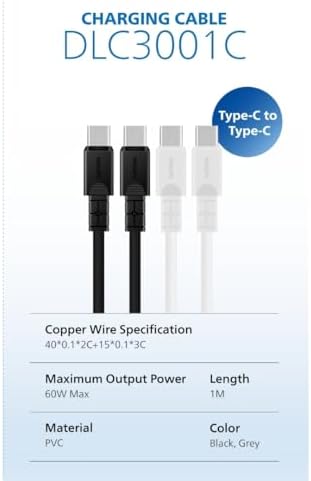 DLC3001 USB-C Şarj ve Data Kablosu, 60W, Hızlı Şarj, 3A Yüksek Akım, 1 Metre, Dayanıklı Slikon Kablo (Beyaz)