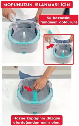 Aqua Max ÖZEL SERİ ŞEFFAF Temiz & Kirli Suyu Ayırma Çift Kova Temizlik seti Mop Paspas