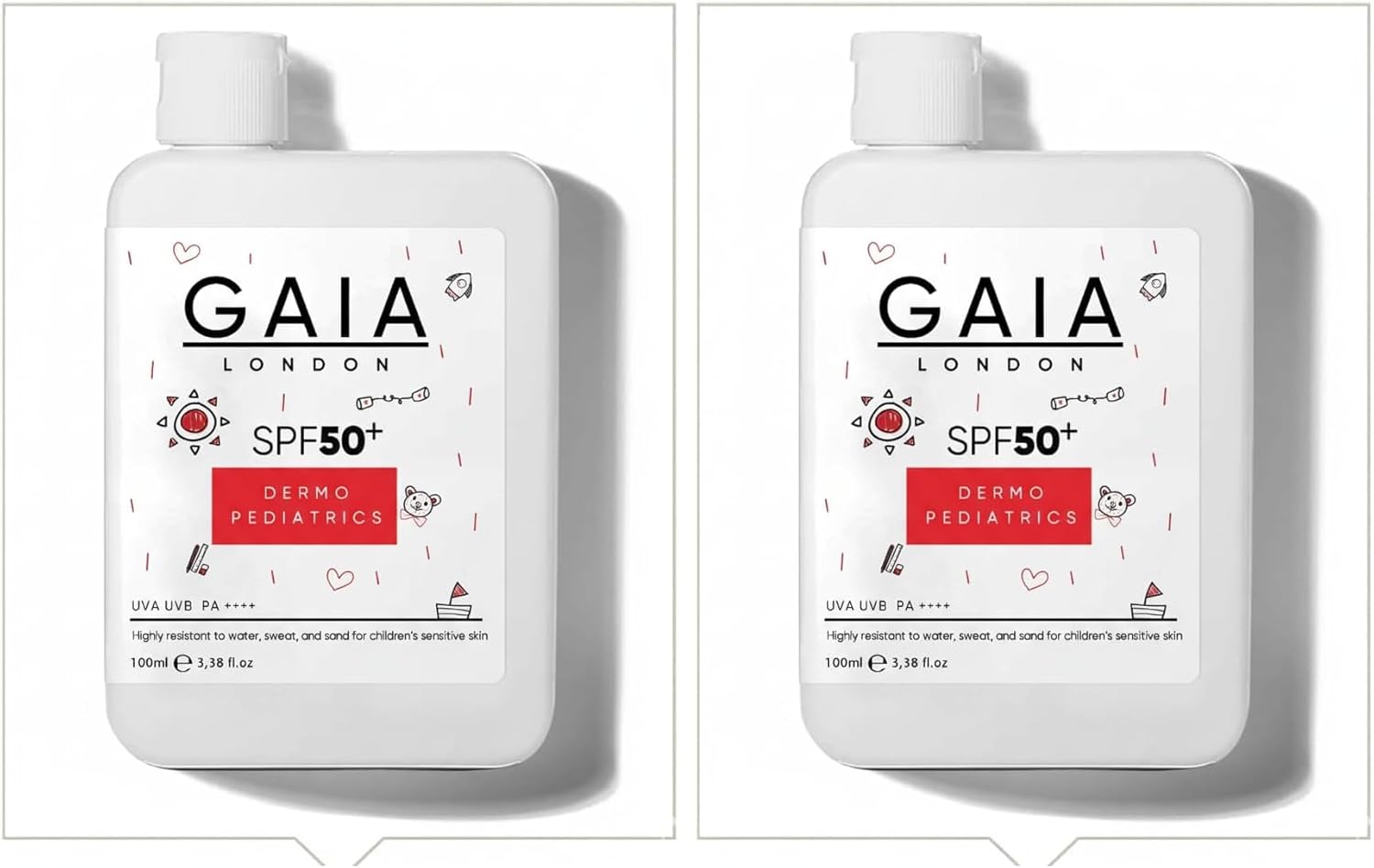 Çocuklar için Cildi Suya, Tere ve Kuma Karşı Çok Dayanıklı 50spf Uva (2 paketi)