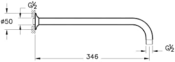 A45652 Duş Başlığı Dirseği Uzun Duvardan Krom - Görsel 3