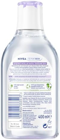 Yatıştırıcı Micellar Makyaj Temizleme Suyu 400 ml, Nemlendirici,SPF Filtrelerini Temizler,Yüz,Göz,Dudak İçin,Hassas Ciltler