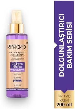 Alternative view of Restorex Collagen & Biotin Sıvı Saç Kremi – Durulanmayan, Dolgunlaştırıcı Etki, Kolajen & Biotin İçerikli, Anında Tarama & Parlaklık, 200 ml
