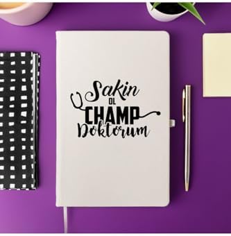 Doktora Özel Sakin Ol Champ Tasarımlı Not Defteri – 13x21 cm, Çizgisiz | Esprili Meslek Defteri - Görsel 3