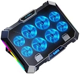 Alternative view of 8x Turbo LED Fan - 10 Modlu RGB - LCD Ekran - Ayarlabilir Fan Hızı - 7 Kademeli Stant - 2x USB - Metal Mesh Zemin Notebook Soğutucu