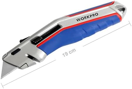 Alternative view of WP213015 Ağır Hizmet Alüminyum Gövde Otomatik Geri Çekilebilir Rötuş Maket Bıçağı + 5 Adet Yedek Bıçak