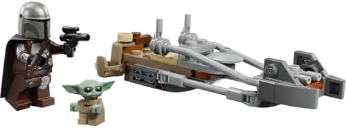 Mandalorian ve ’nun Hız Motoru 75436-6 Yaş ve Üzeri Çocuklar için Blaster Silahlı Mandalorian Minifigürü ve İçeren Yaratıcı Oyuncak Yapım Seti, Hediye Fikri (58 Parça)