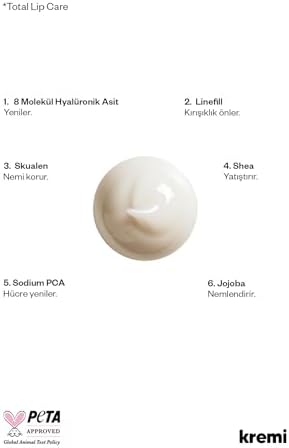 Kremi TOTAL LIP CARE 8 ml · Onarıcı, Peeling Etkili · 8d Hyaluronik Asit, Niasinamid, Skualen