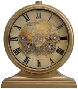 Alternative view of Premium Serisi Modern Kadranlı Döner Çarklı 32x28 CM Ev ve Ofis Masa ve Duvar Saati Roma Rakamlı Harita Baskılı Gold