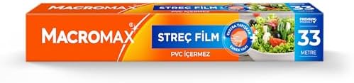 Streç Film 33 Metre, PVC İçermez, Standart Boy Gıdaları Taze Tutan Streç Film