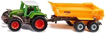 Siku 1605, Krampe Damperli Kamyonlu Fendt Traktör, Oyuncak Traktör, Metal/Plastik, Yeşil/Sarı, Çıkarılabilir kabin, Devrilme Teknesi, Düz Koşu Kauçuk Tekerlekli Treyler, Treyler Kaplin