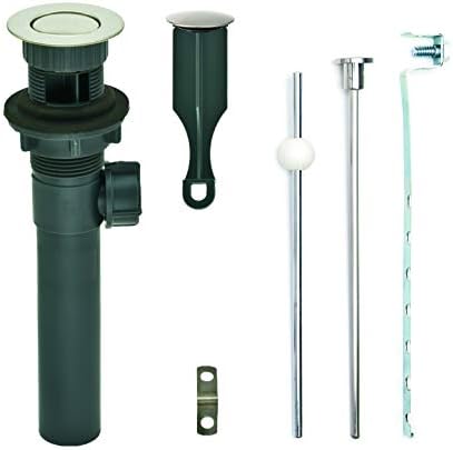 PF WaterWorks PF0735-BN-GR, Gri ABS Gövde Banyo Lavabosu/Tuvalet Açılır Tahliyesi, Bilyeli Kaldırma Çubuklu | Taşma | CUPC Listeli, Fırçalanmış Nikel