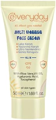 Beauty Multi Warrior SPF50 Leke ve Yaşlanma Karşıtı Nemlendirici UVA - UVB Güneş Koruma 4 Etkili Yüz Kremi 50ml, Tüm Ciltler için