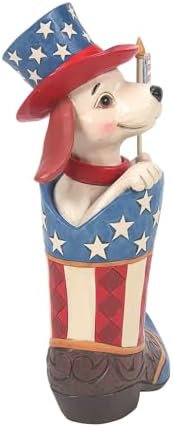 Enesco Jim Shore Heartwood Creek Patriotic Dog Holding Flag in a Cowby Boot Figurine, 22 cm, Çok Renkli - Görsel 3